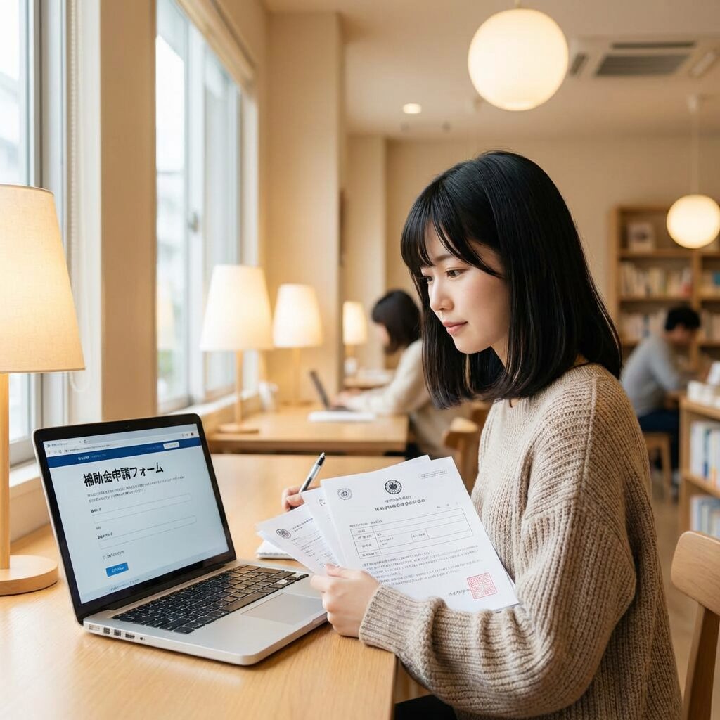 教育訓練給付金の申請手続きをする様子