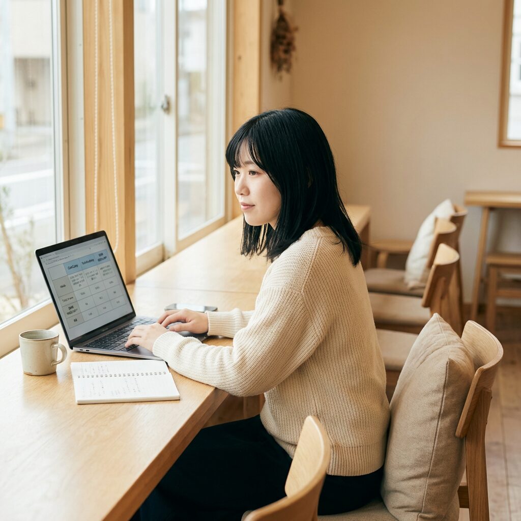 プログラミングスクールの料金を比較する様子