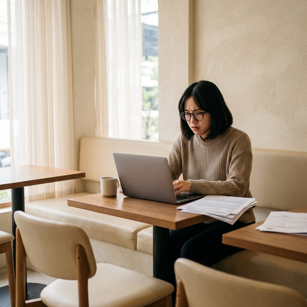 教育訓練給付金の申請手続きをする人