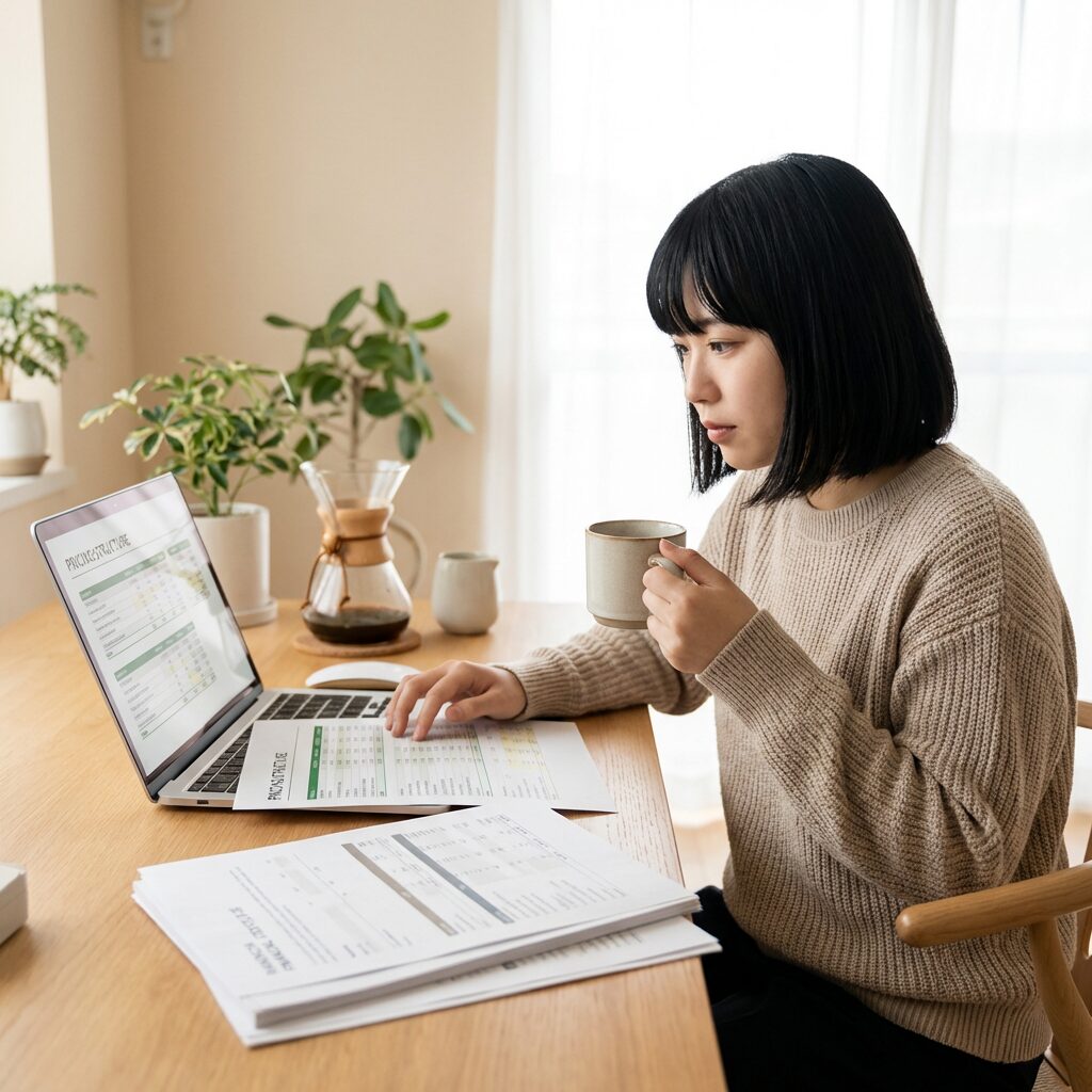 ポテパンキャンプの料金体系を確認する様子