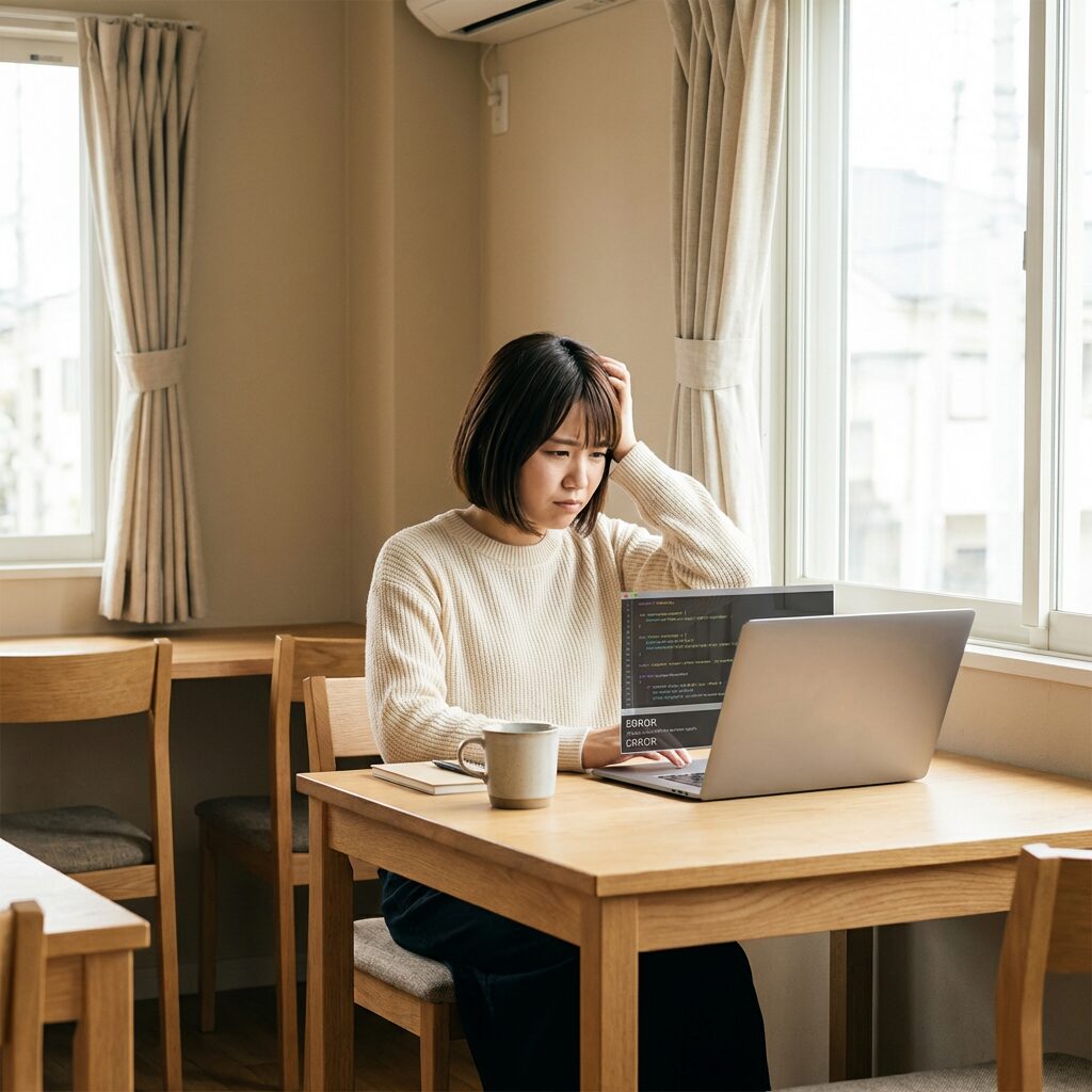 プログラミング学習の困難に向き合う様子