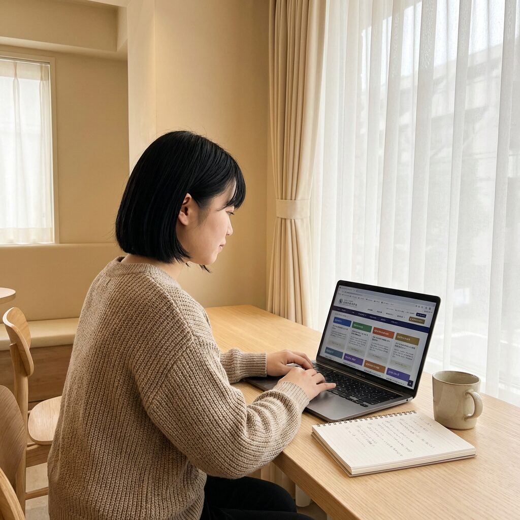 コース別料金を比較検討する学習者