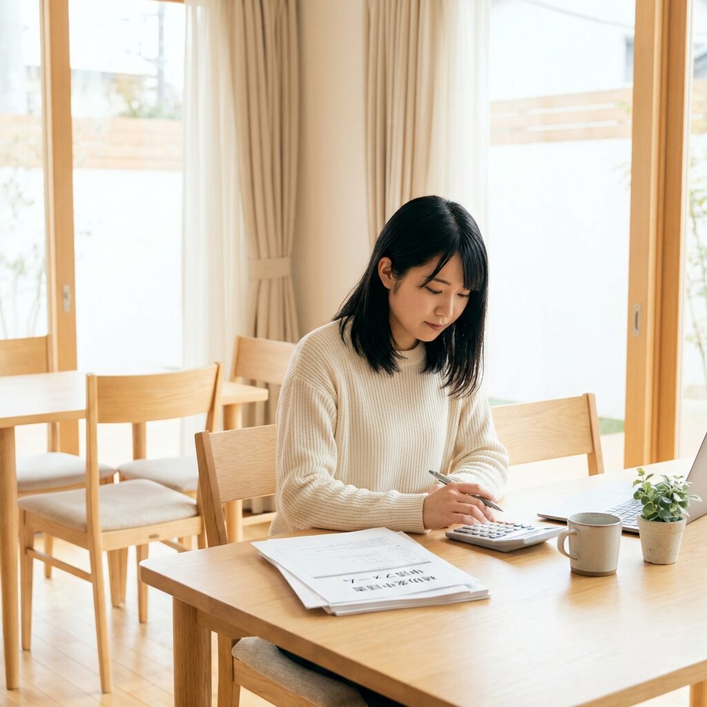 教育訓練給付金の申請書類を確認する様子