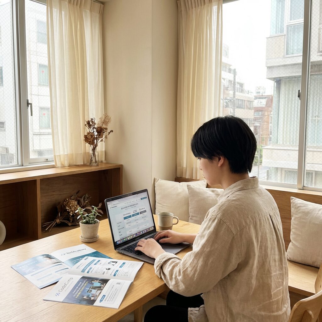 侍エンジニアのコース別料金を比較検討する様子