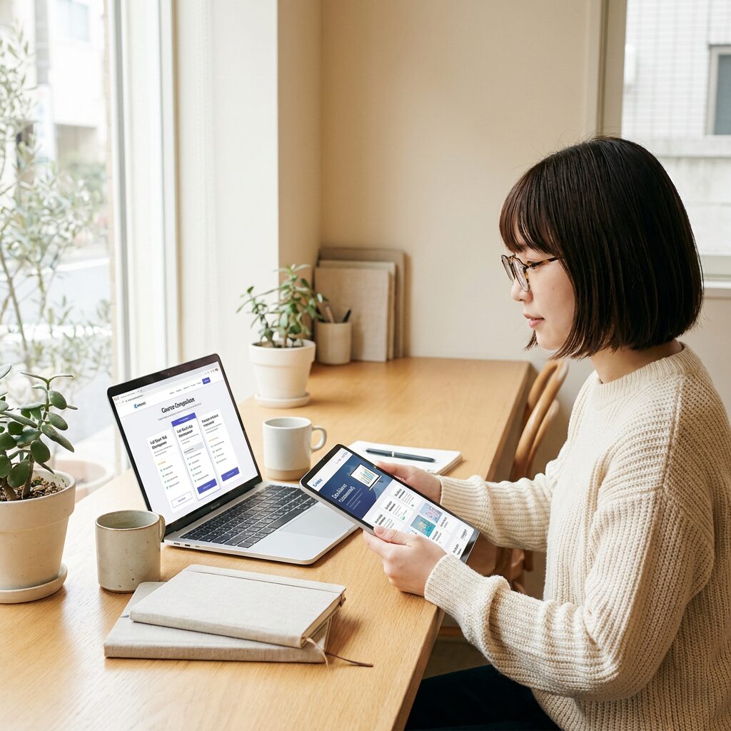 コース別料金を比較検討する様子