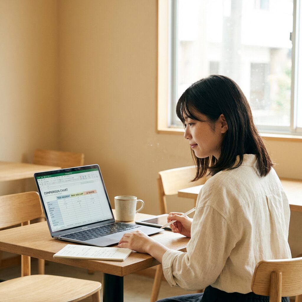 他スクールとの料金比較を行うイメージ