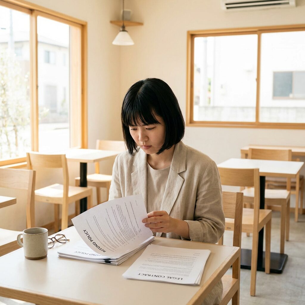 返金制度の詳細を確認する様子