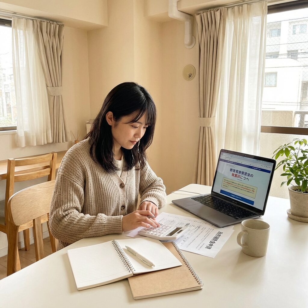 教育訓練給付金制度について調べる様子