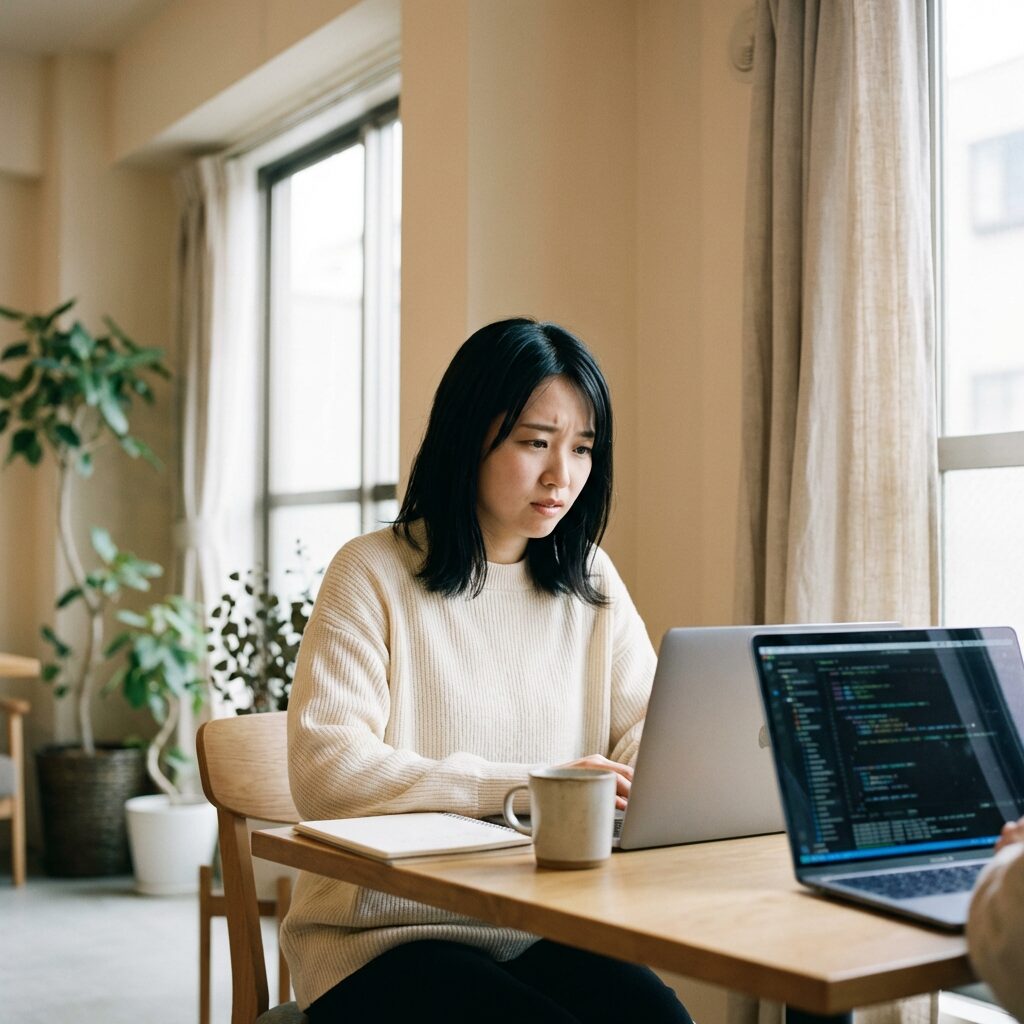 プログラミング学習の課題を考える人のイメージ