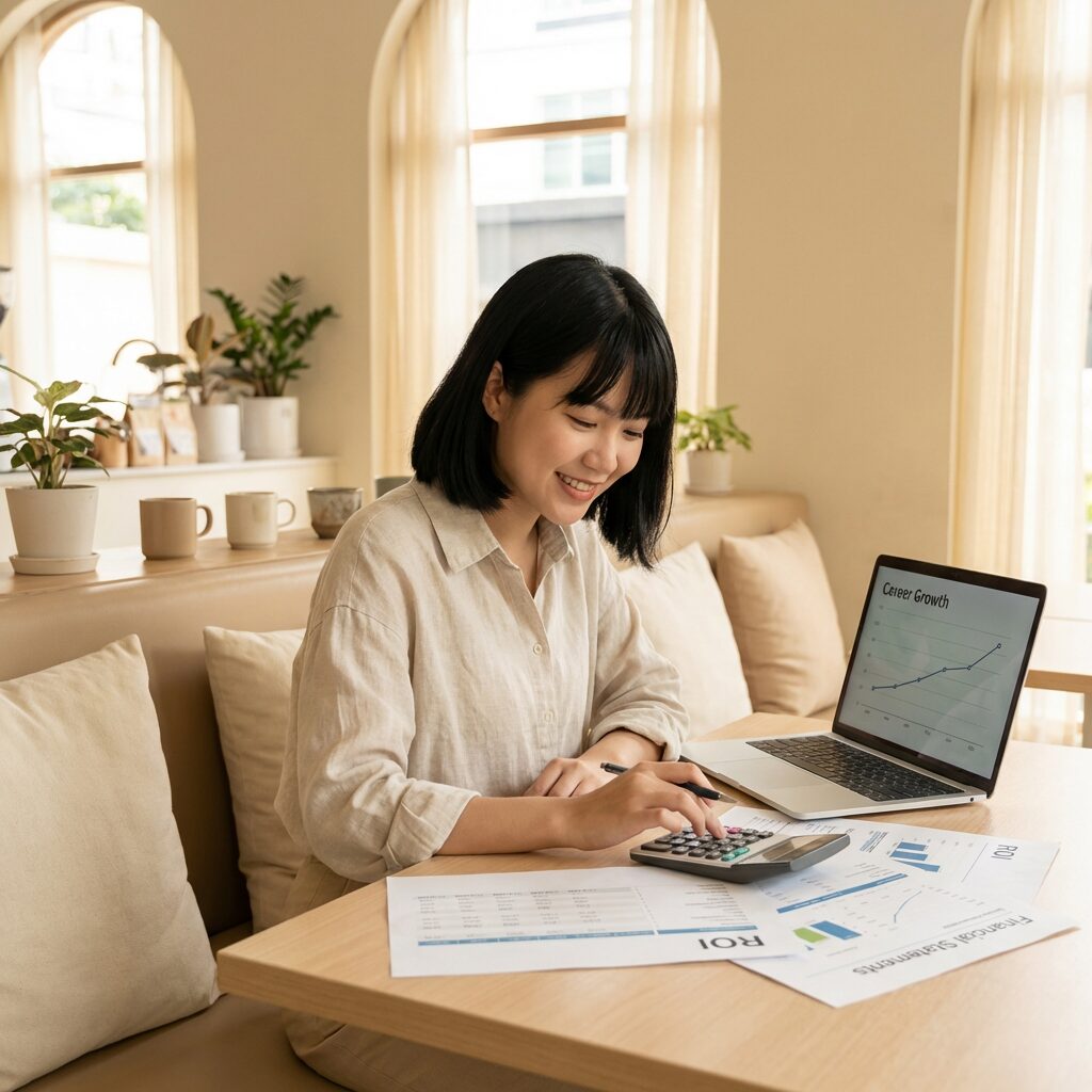 投資対効果を計算する人のイメージ