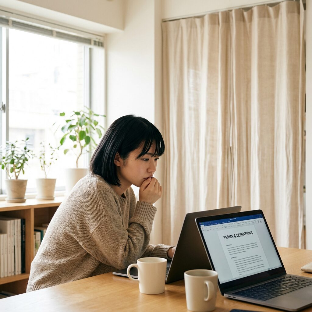 返金条件を確認する人のイメージ
