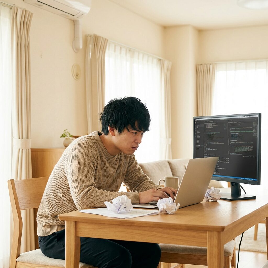 テックキャンプの難しい課題に挑戦する受講生