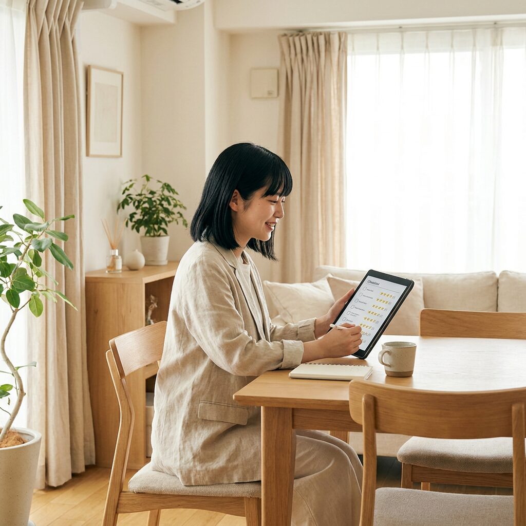 評価基準を確認するビジネスパーソン