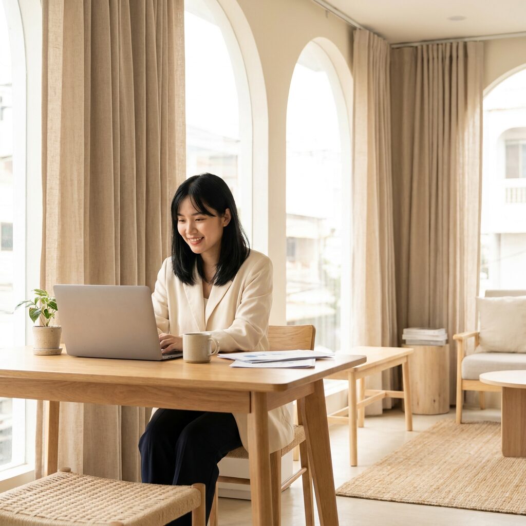 DMM WEBCAMPで学習する女性のイメージ