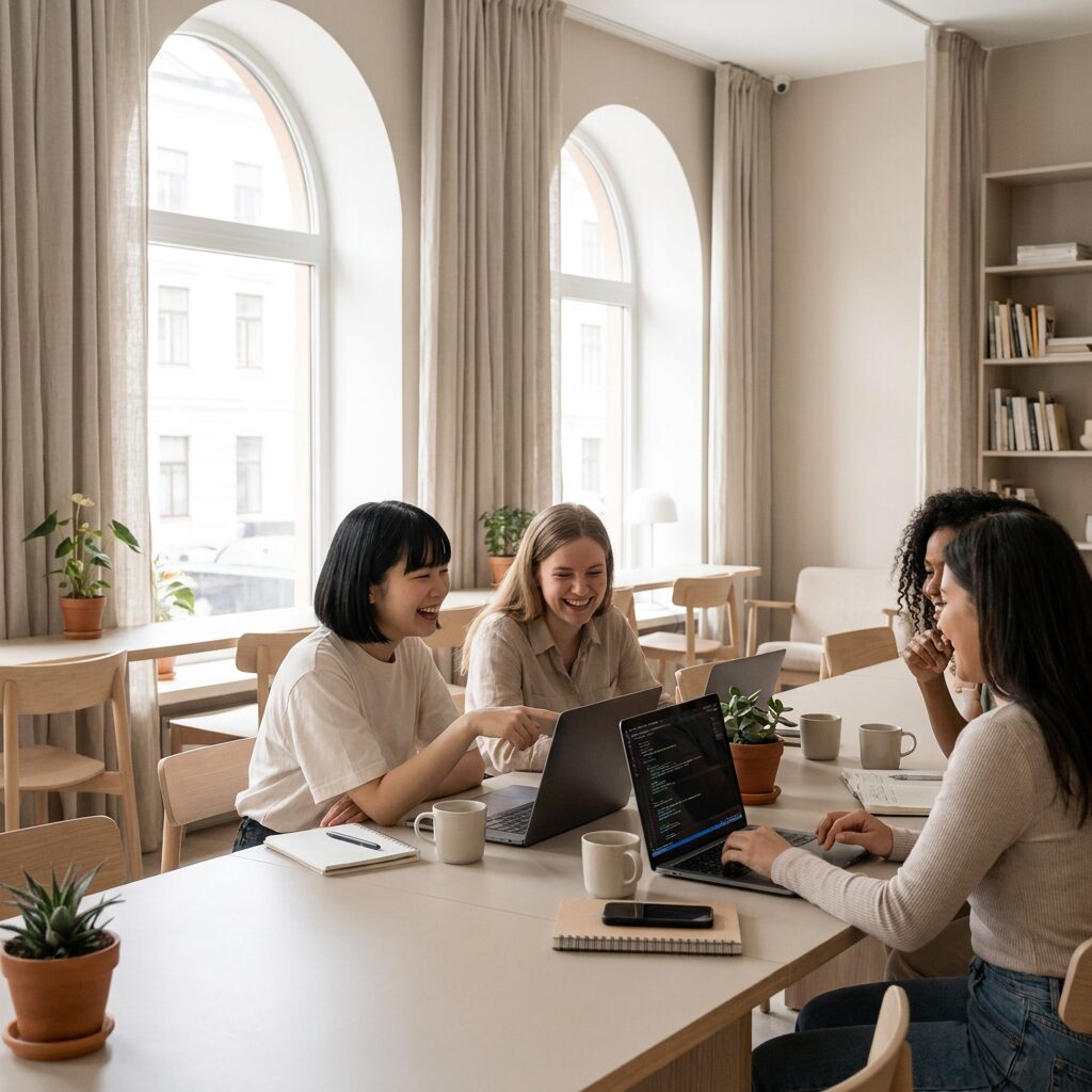 その他のプログラミングスクールで学習する女性たち