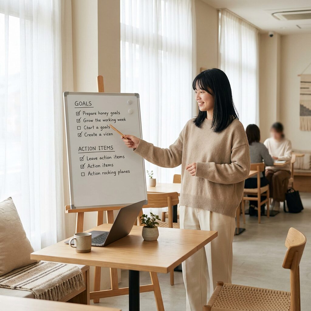 スクール選びのポイントを説明するコンサルタント