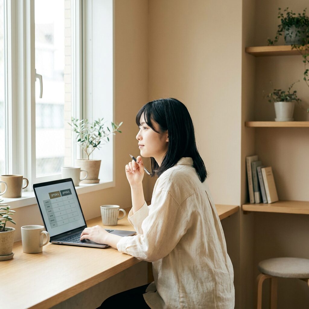 プログラミングスクールを比較検討する様子