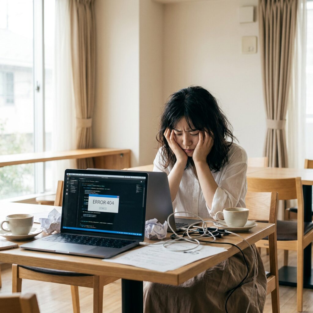 プログラミング学習で困難に直面する様子