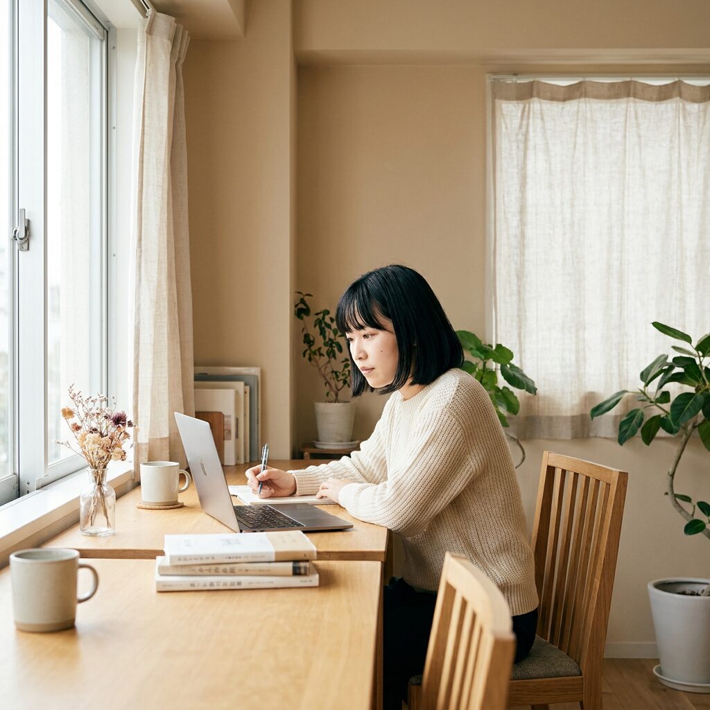 プログラミングスクールの比較基準を検討する女性