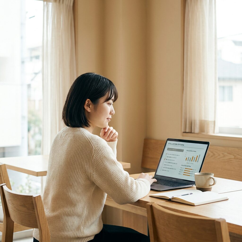 評価基準を確認する人のイメージ