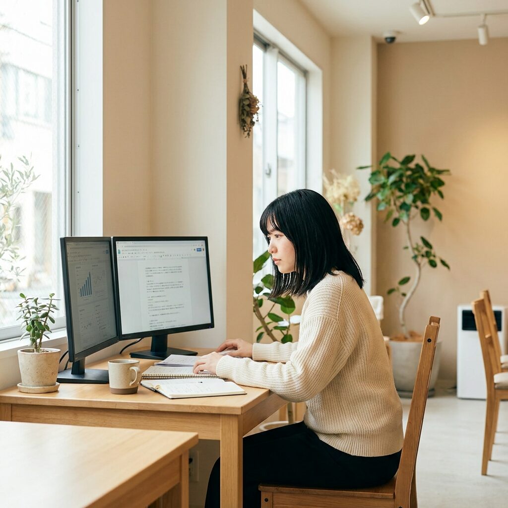 テックキャンプで集中学習する女性