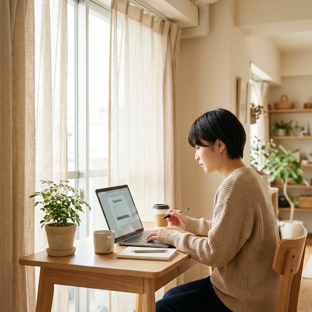 デイトラの申込み手続きをする様子
