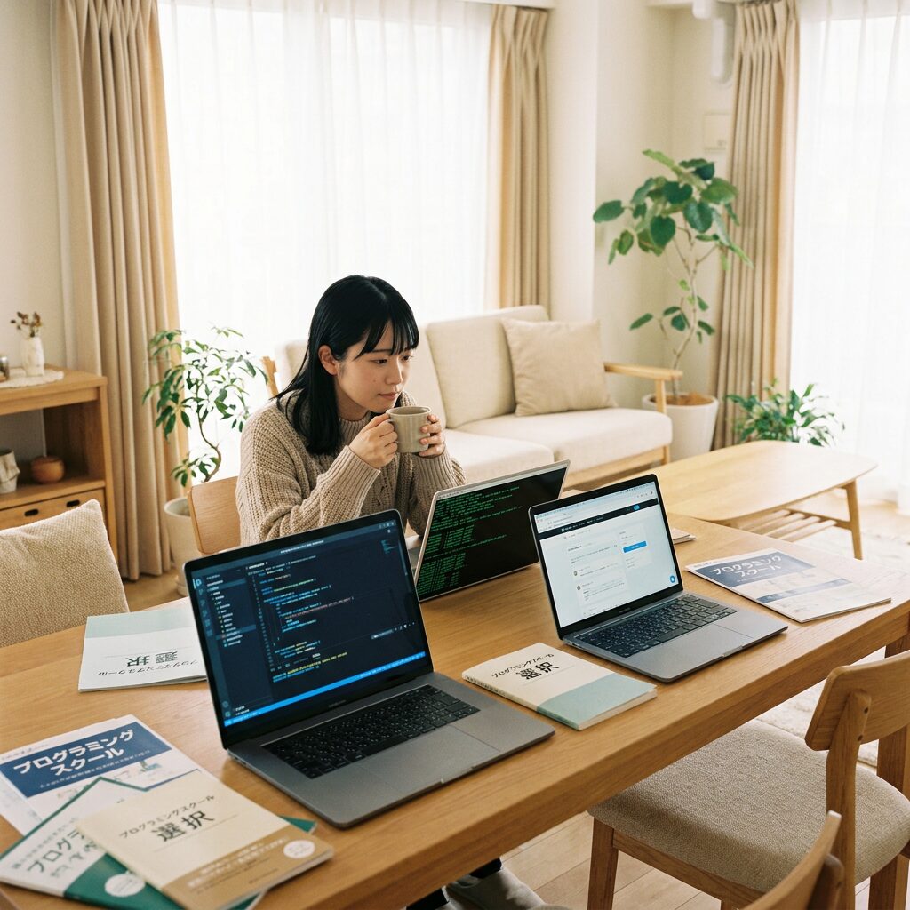 複数のプログラミングスクール選択肢のイメージ