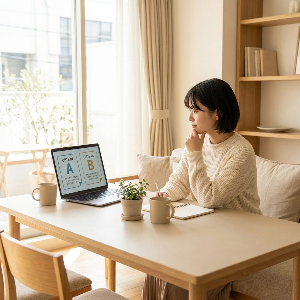 どちらを選ぶか決断するイメージ